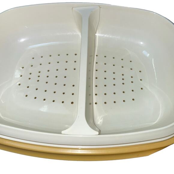 Tupperware Steamer Vegetable Rice Divider Harvest Gold 1273 1274 1275 Lot of 4 - Picture 6 of 12